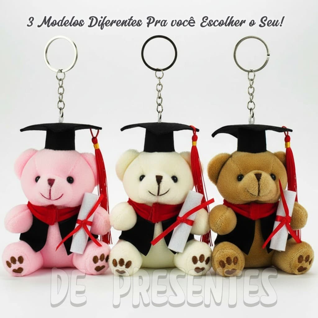 Chaveiro Pelúcia Urso Formatura 12cm Diploma Presente Formando Especial -  XT9351-FM