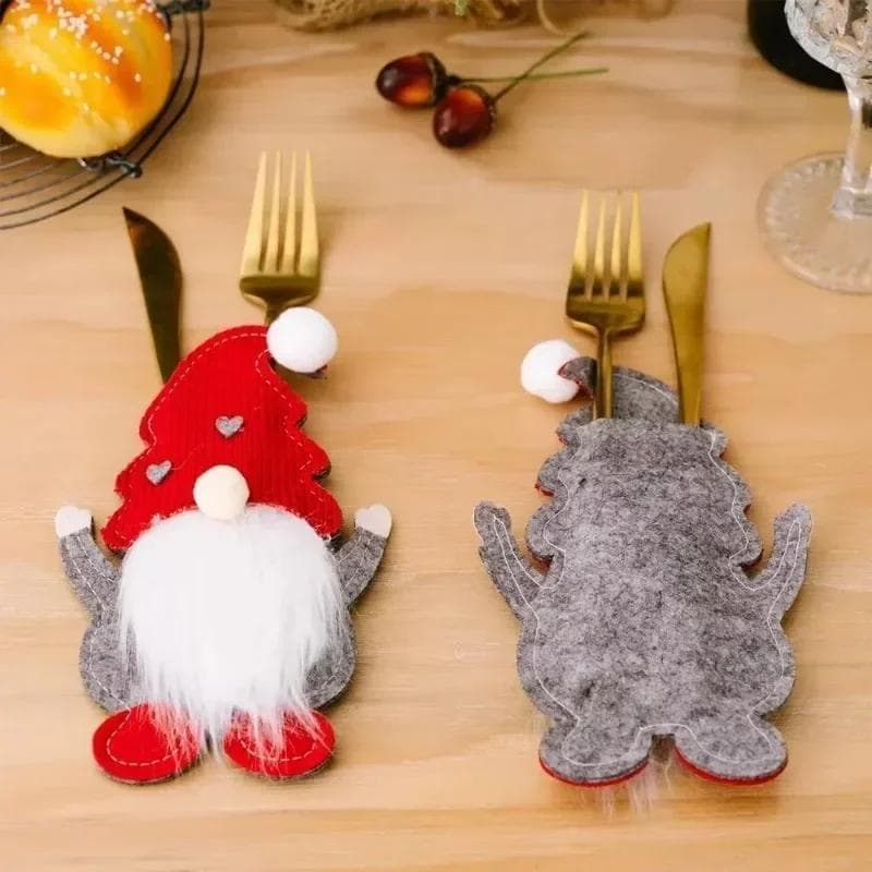 Criativo Natal Talheres Titular Faca Garfo Sacos Gnome Papai Noel Festa Jantar Mesa Decorar Suprimentos