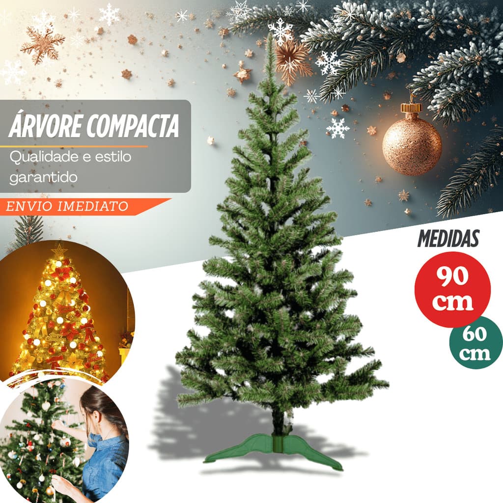 Árvore De Natal Pinheiro Verde Altura 60cm/90 Galhos Decoração Natalina Pinheiro Premium