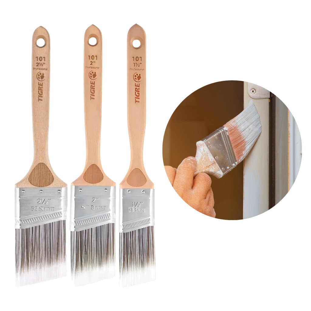 Kit Pinceis Trinchas Pro Angular Retângular Sintético Tigre
