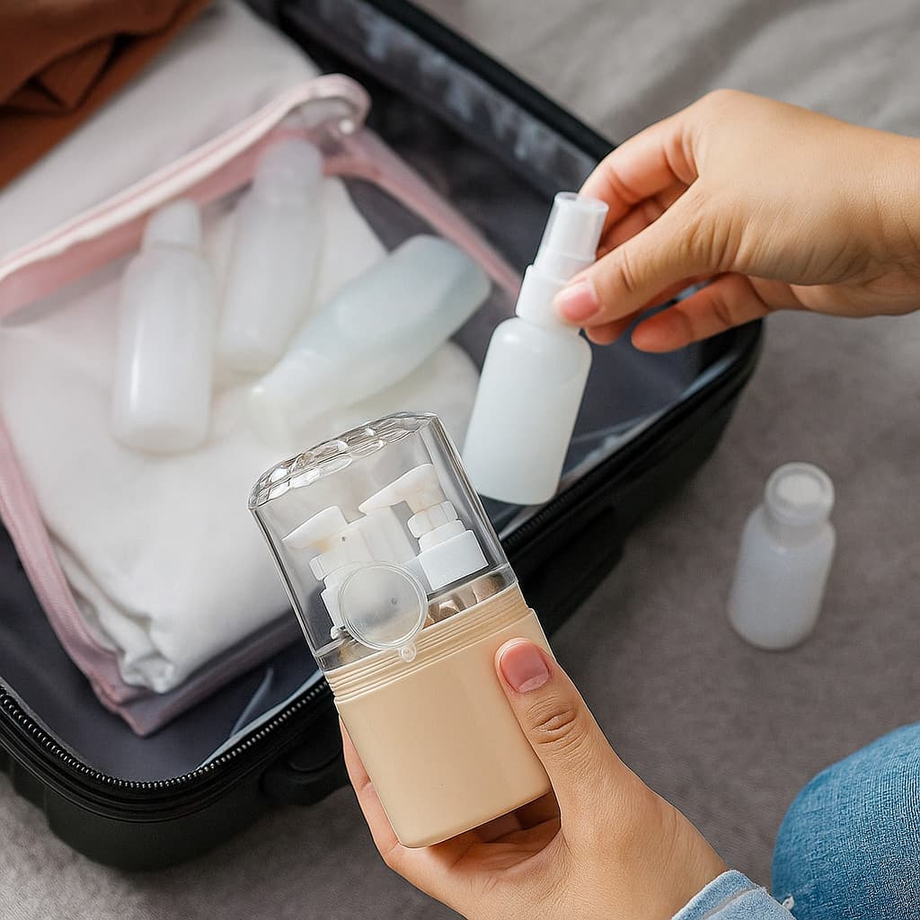 Kit 3 Frascos Spray Recarregáveis Viagem Plástico Reutilizável Cosméticos Perfume Álcool Limpeza