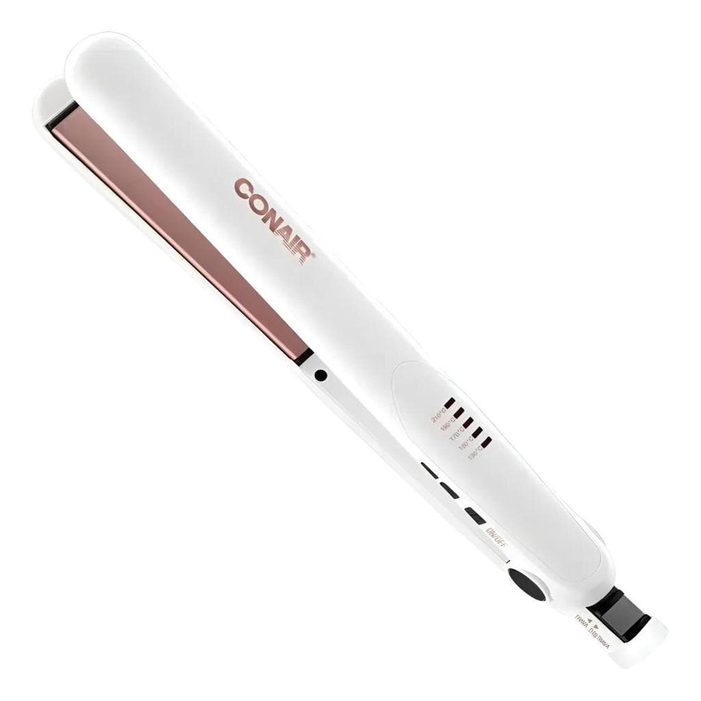 Prancha Conair Double Ceramic Óleo de Coco 210C Bivolt Hidratação Cerâmica Dupla 5 Temperaturas Branca