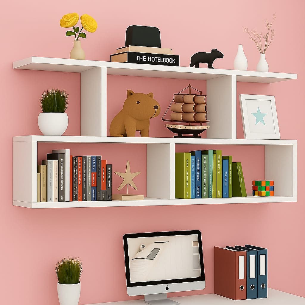 Nicho Decorativo Organizador De Livros Epic 90cm Mdf Sala Quarto Branco Branco