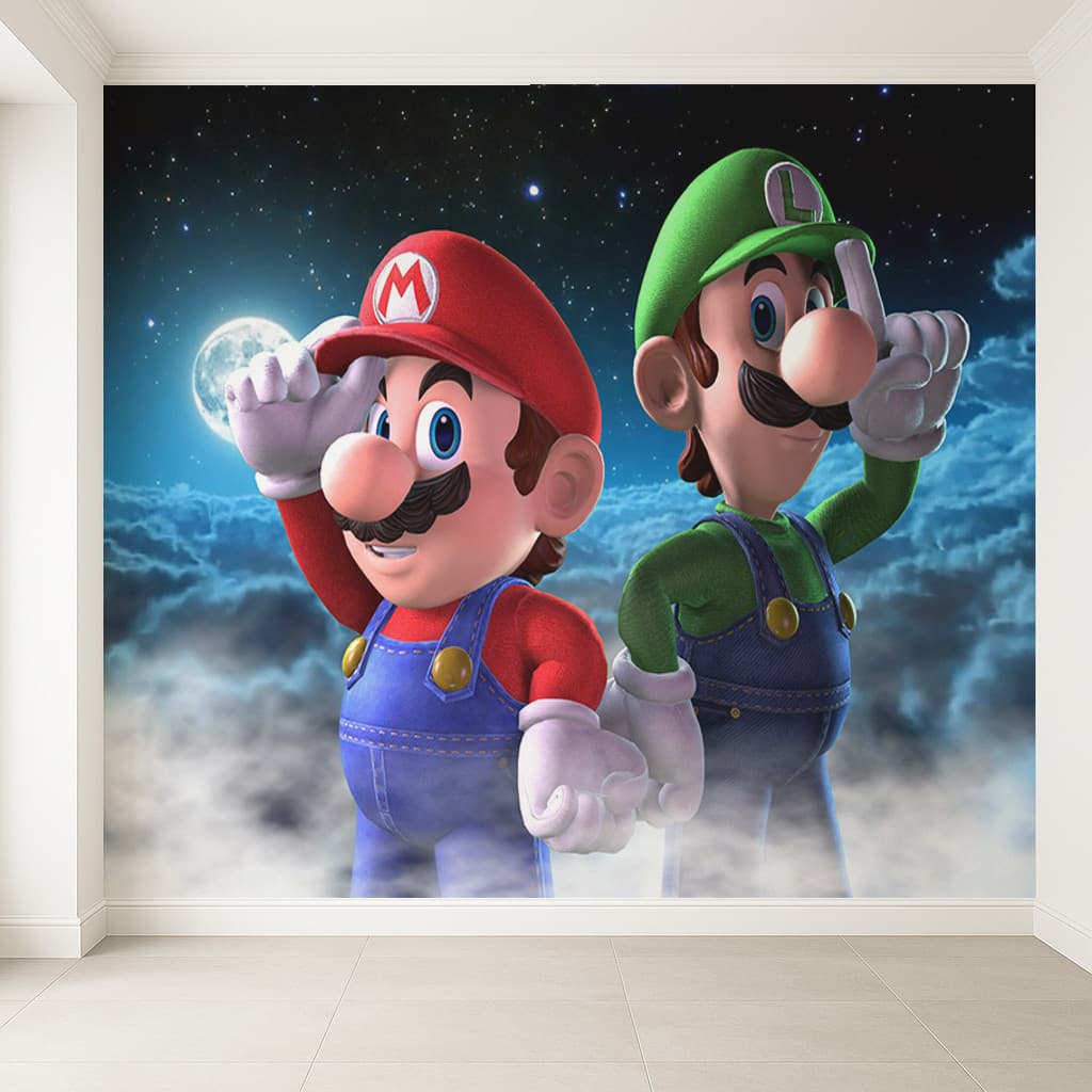 Papel de Parede Mario e Luigi Com seu Nome - ESCOLHA SUA MEDIDA