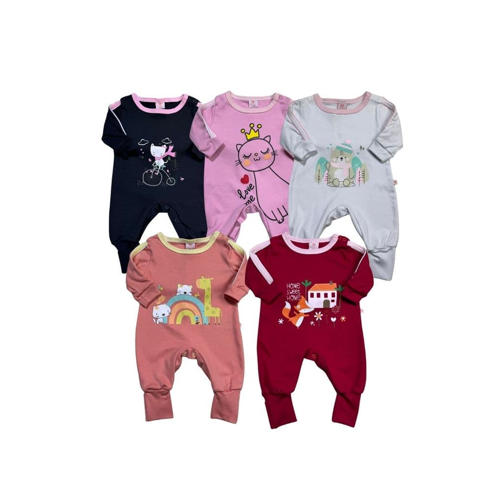Macacão Estampado Suedine para Menina Otolina My Baby