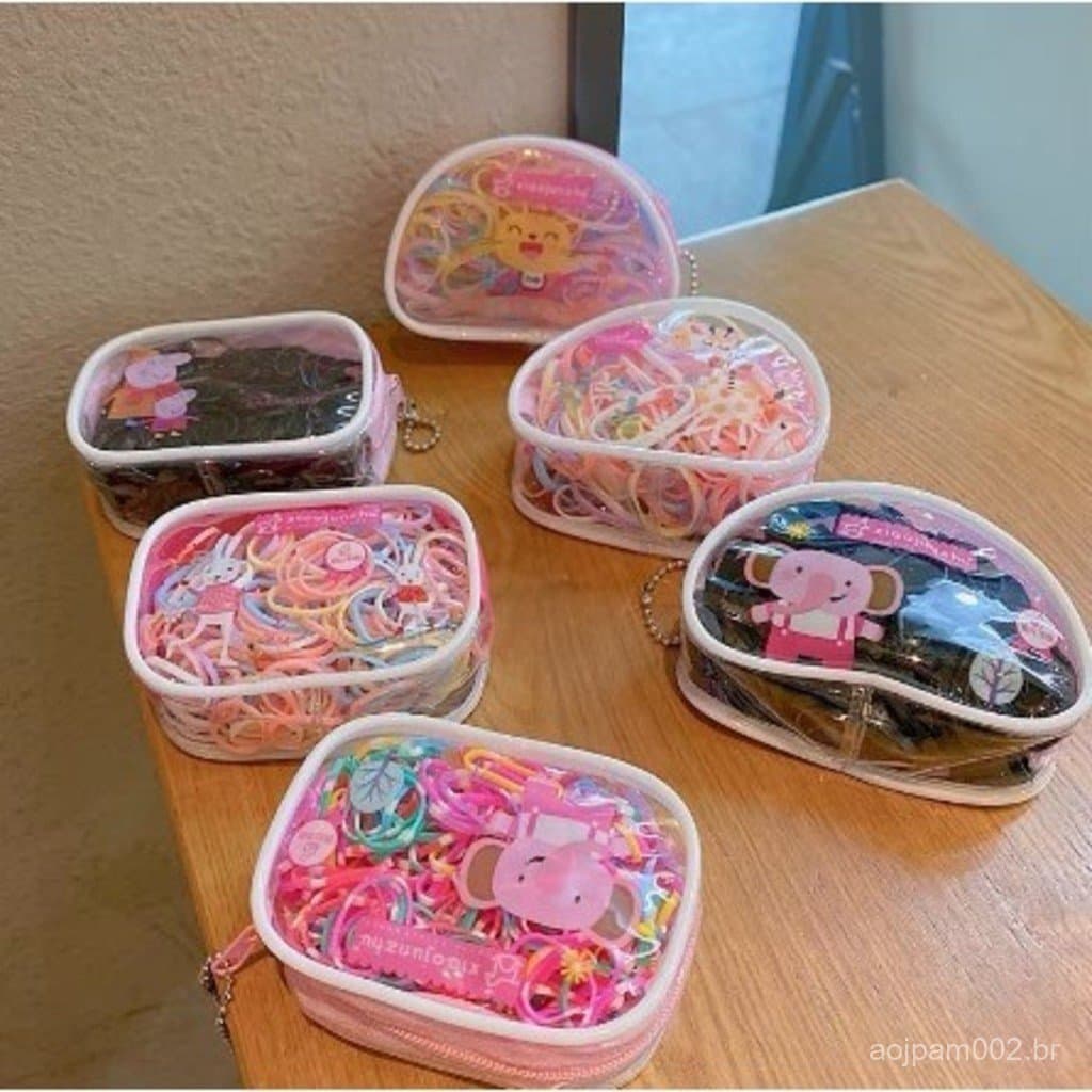 KIT 6*300 Unidades Pacote Colorido Pequeno Elasticos Silicone Grosso De Cabelo Descartáveis Meninas Bonitos Elástico