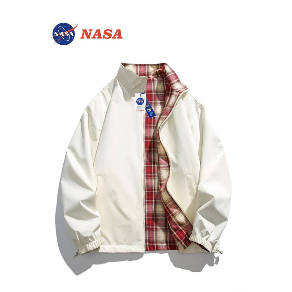 NASA Co-Branded Jaqueta Dupla Face Homens Mulheres Novo Estilo Primavera Outono Esportes Casual Jaqueta Verificada Casac