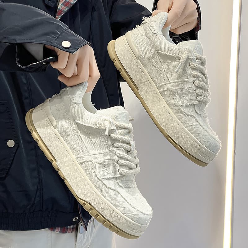 Lin Xiansen tênis masculino de sola grossa aumentando sapatos de lona nicho casais na moda nacional All-Match sapatos de
