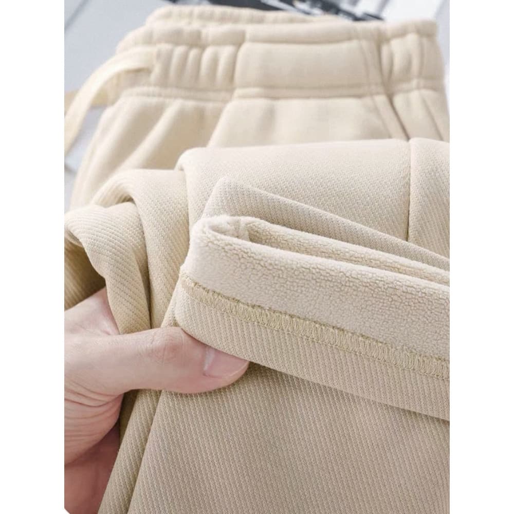 Outono inverno pesado damasco sarja calças de perna reta Sweatpants masculino solto All-Match esportes calças casuais fe