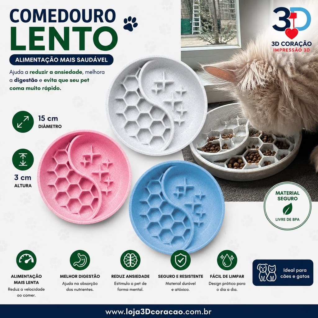 Comedouro Lento para Gatos e Cães