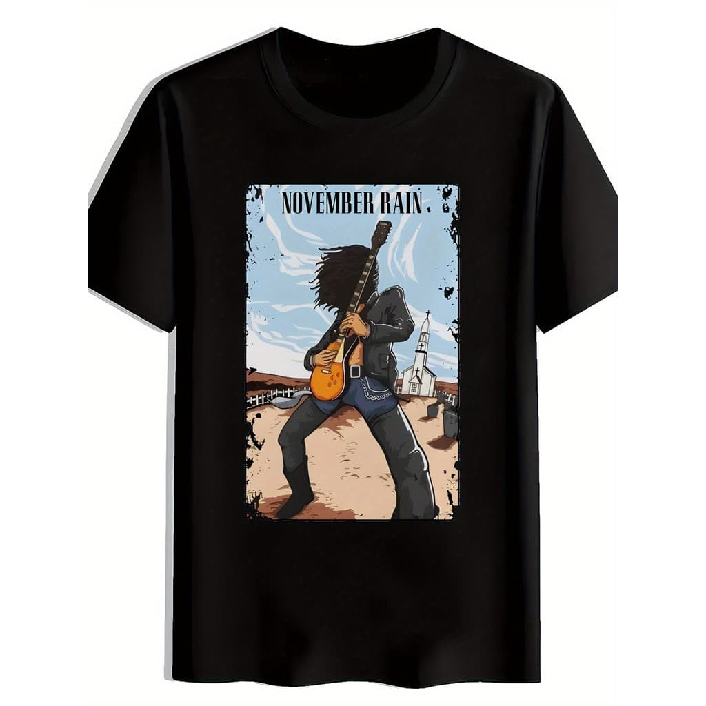 Camiseta Masculina Vintage Rock November Rain Básica Oversized 100% Algodão