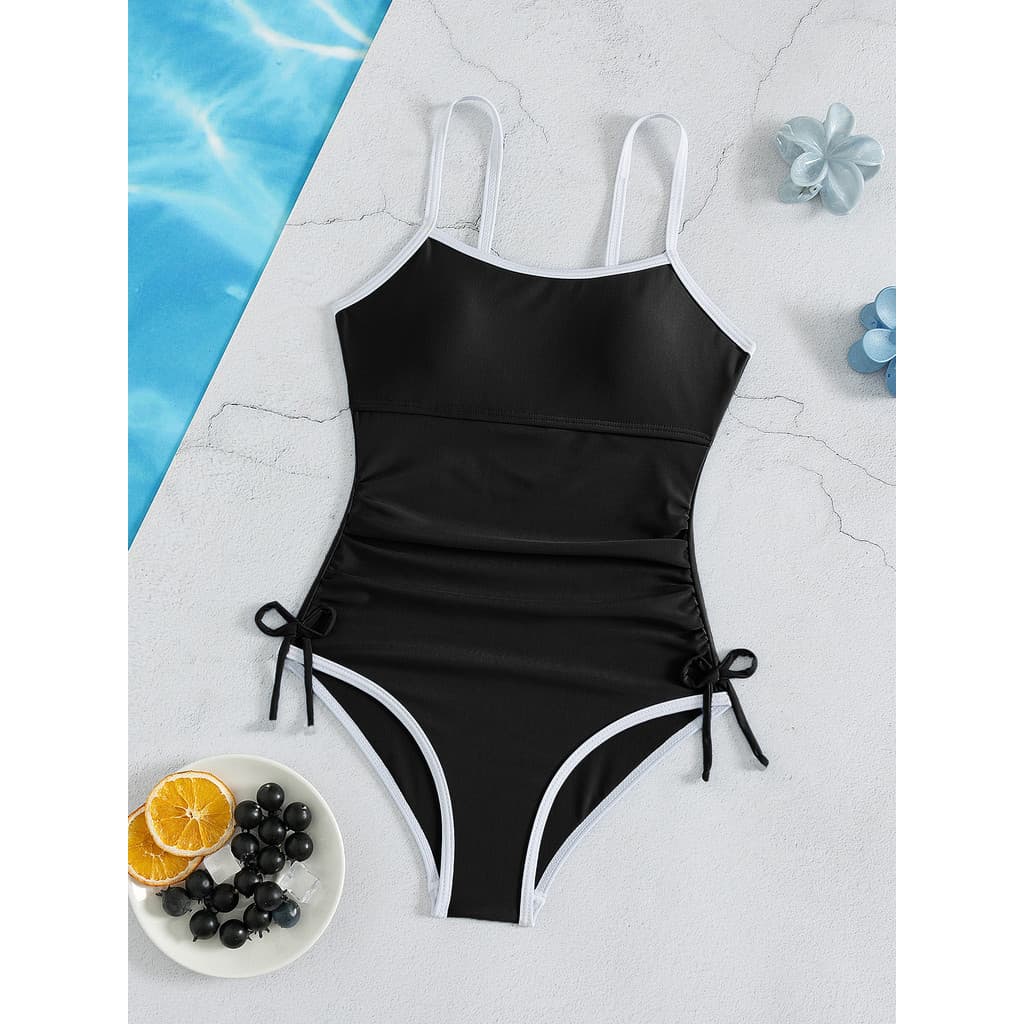 Preto Meninas Maiô De Uma Peça 7-16 Anos Crianças Adolescentes Roupa De Banho 2026 Cordão Trajes Beachwear Bodysuit