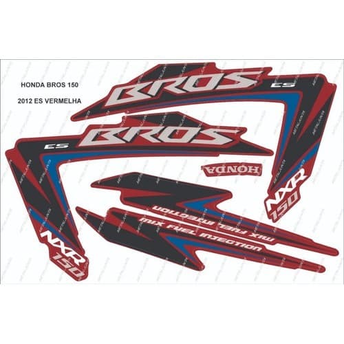 Kit Adesivo Jogo Faixas Moto Honda Bros 150 2012 Es Vermelha