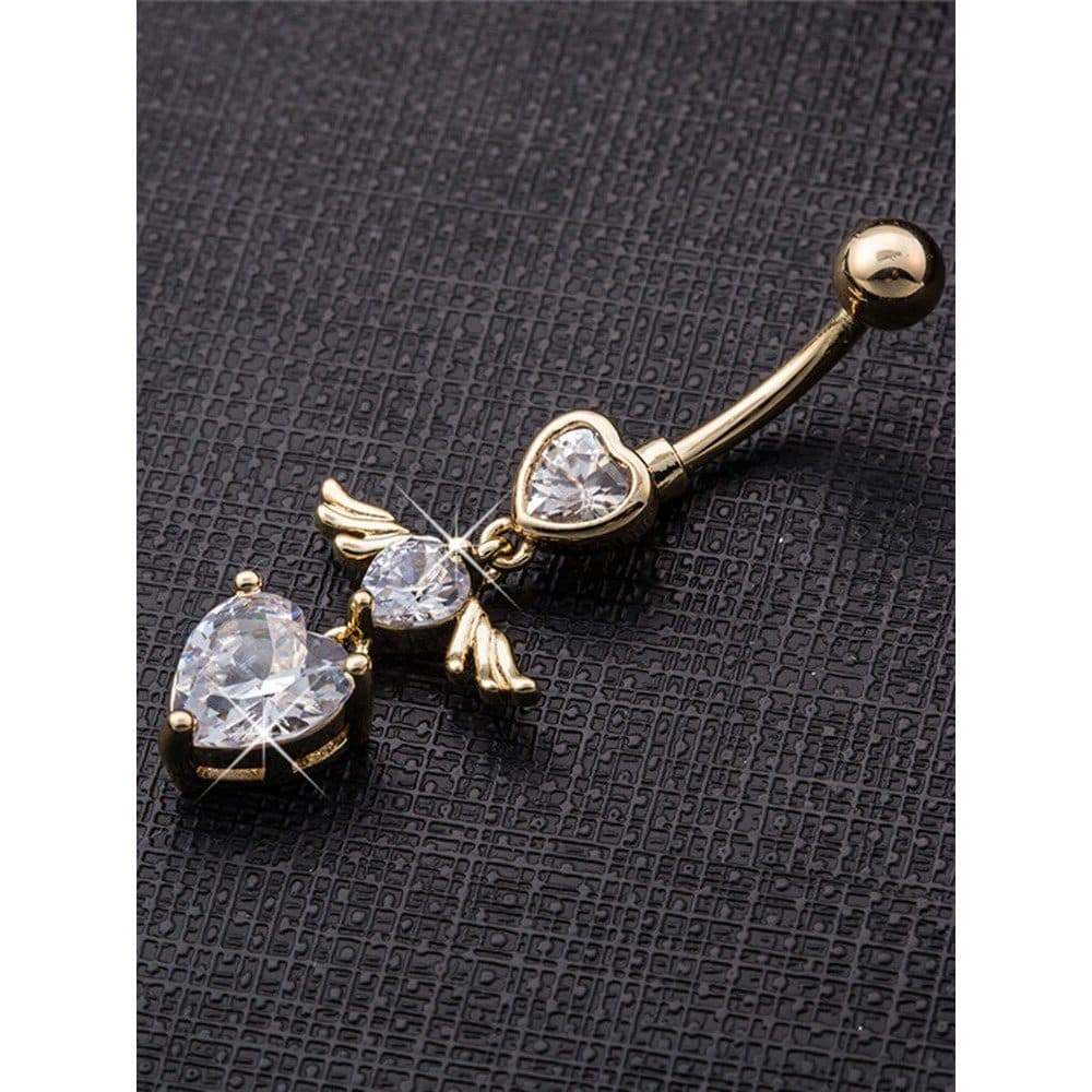 | 【piercing umbigo】 | bijuterias femininas ♗Anel de umbigo piercing em forma de coração banhado a ouro 18K❋