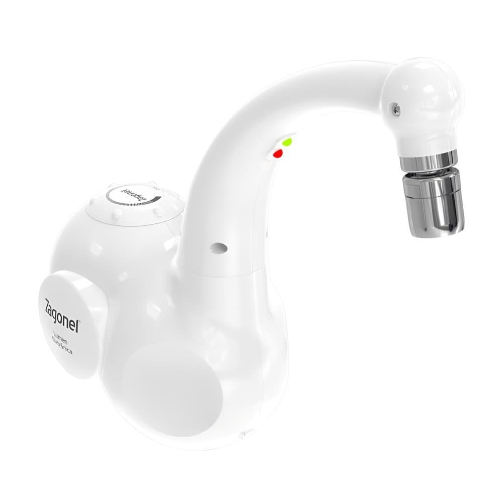 Torneira Elétrica Lumen 5500W 220V Zagonel De Parede Branca Água Quente Pia Cozinha Moderna