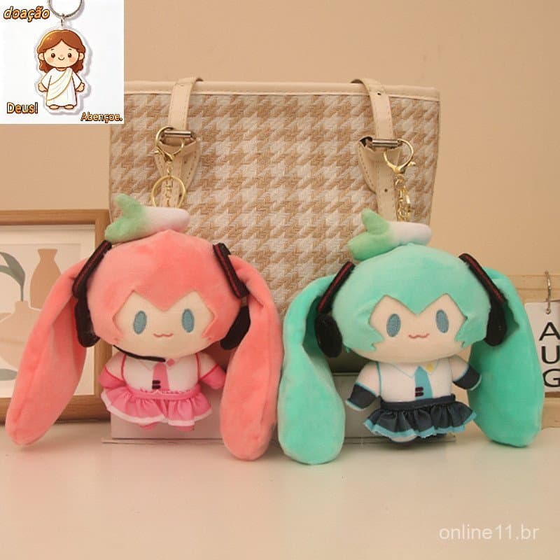 Hatsune Miku Boneca De Pelúcia Chaveiro 15cm Bonito Anime Coleção Brinquedos Periféricos Saco Pingente Decoração Namorad