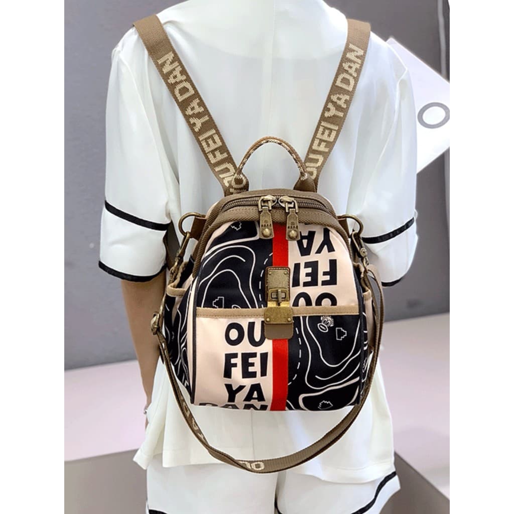 Mochila de lona feminina 2026 novo estilo moda pequena mochila de viagem senhoras Oxford pano saco de escola montanhismo