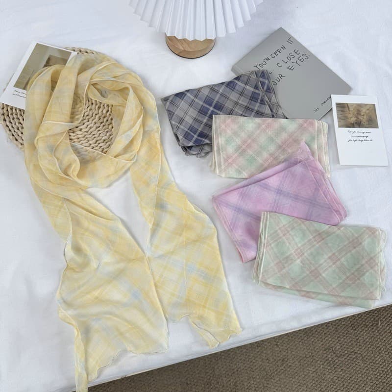 Retro impresso listrado lenço de seda colar feminino Super fada atmosfera Pastoral camisola corrente nicho gigante Beaut
