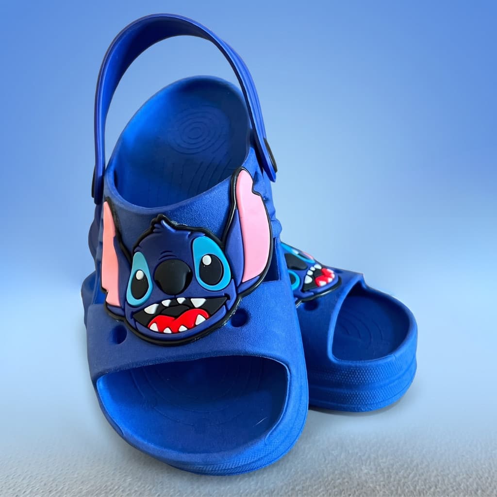 Papete Infantil Stitch menino Azul – Sandália Babuche Leve, Divertida e Antiderrapante
