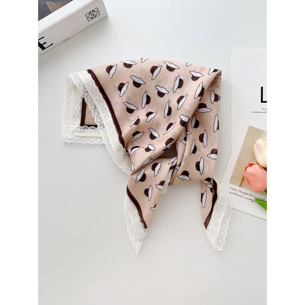 Lenço quadrado lenço de seda feminino novo estilo versão coreana rendas turbante cachecol All-Match decoração pescoço pr