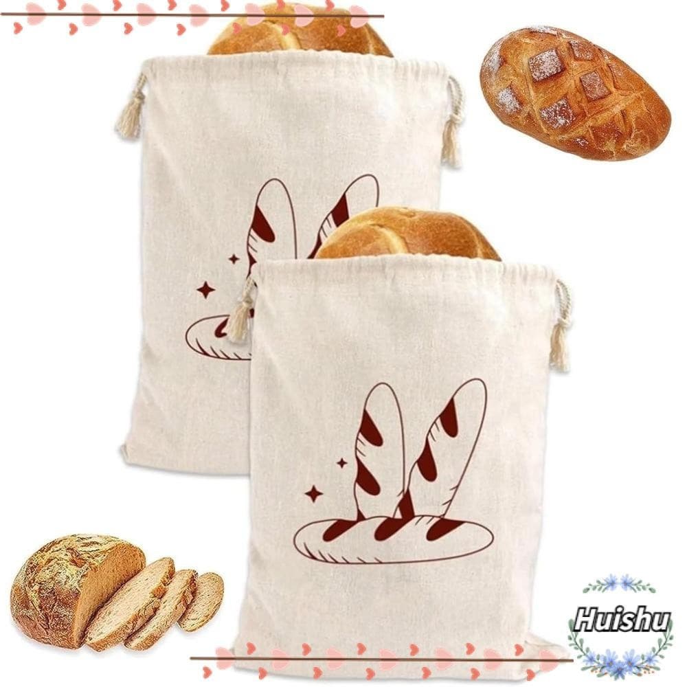 Sacos De Armazenamento De Pão HUISHU , Saco De Linho Lavável De Pano , Com Cordão