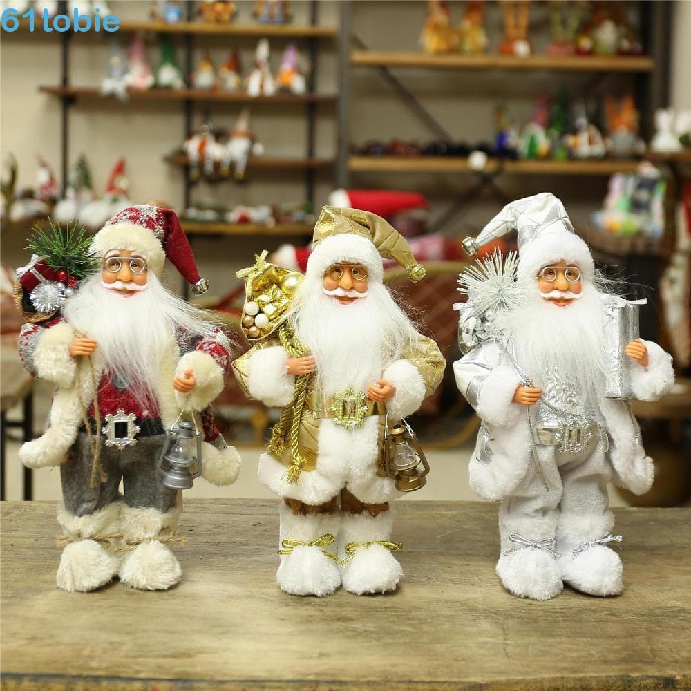 Boneca TOBIE Santa , Em Pé Com Bolsa Estatueta De Papai Noel , Óculos De Uso 12 Enfeites De Natal Para Crianças