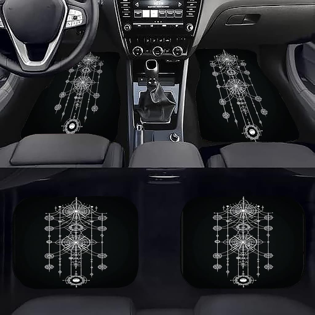 4 peças de elementos de padrão de runa Viking tapetes universais para pés de carro, adequados para todos os veículos pro