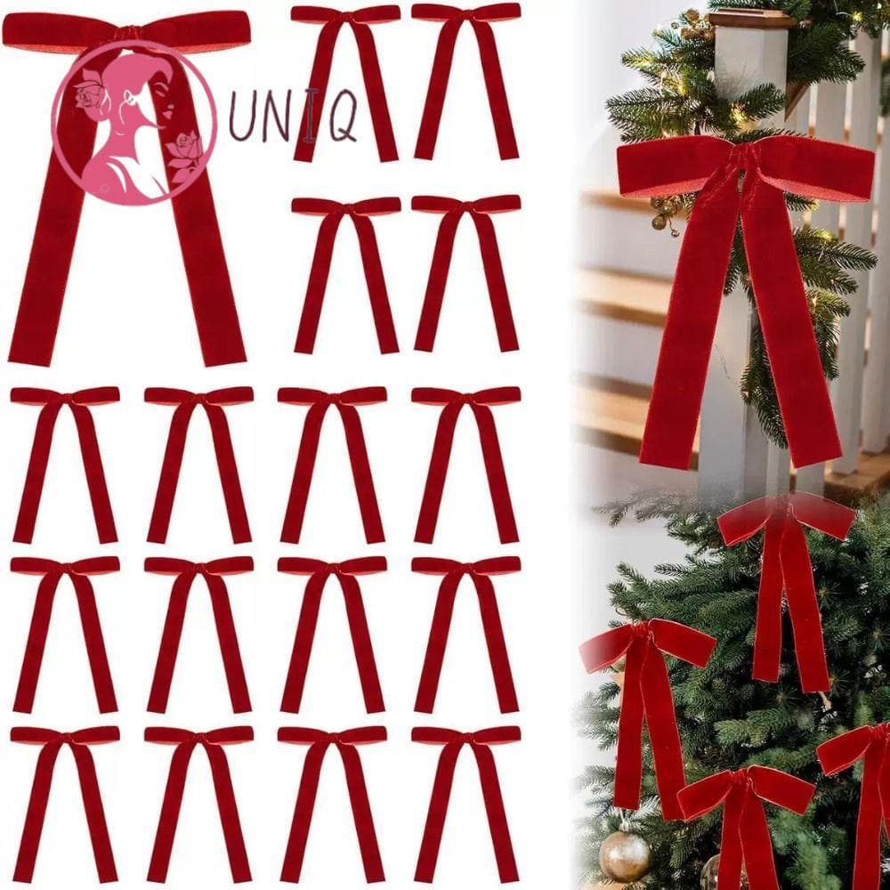 UNIQ 12/24 Pçs/set Arcos De Árvore De Natal , Arco De Fita De Veludo Vintage Coroa De Elegância De Uso DIY