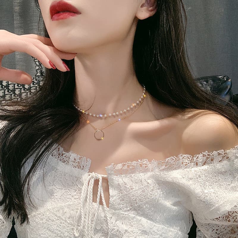 Novo produto japão coreia gargantilha colar de pérolas feminino temperamento influenciador Design sentimento ins nicho n