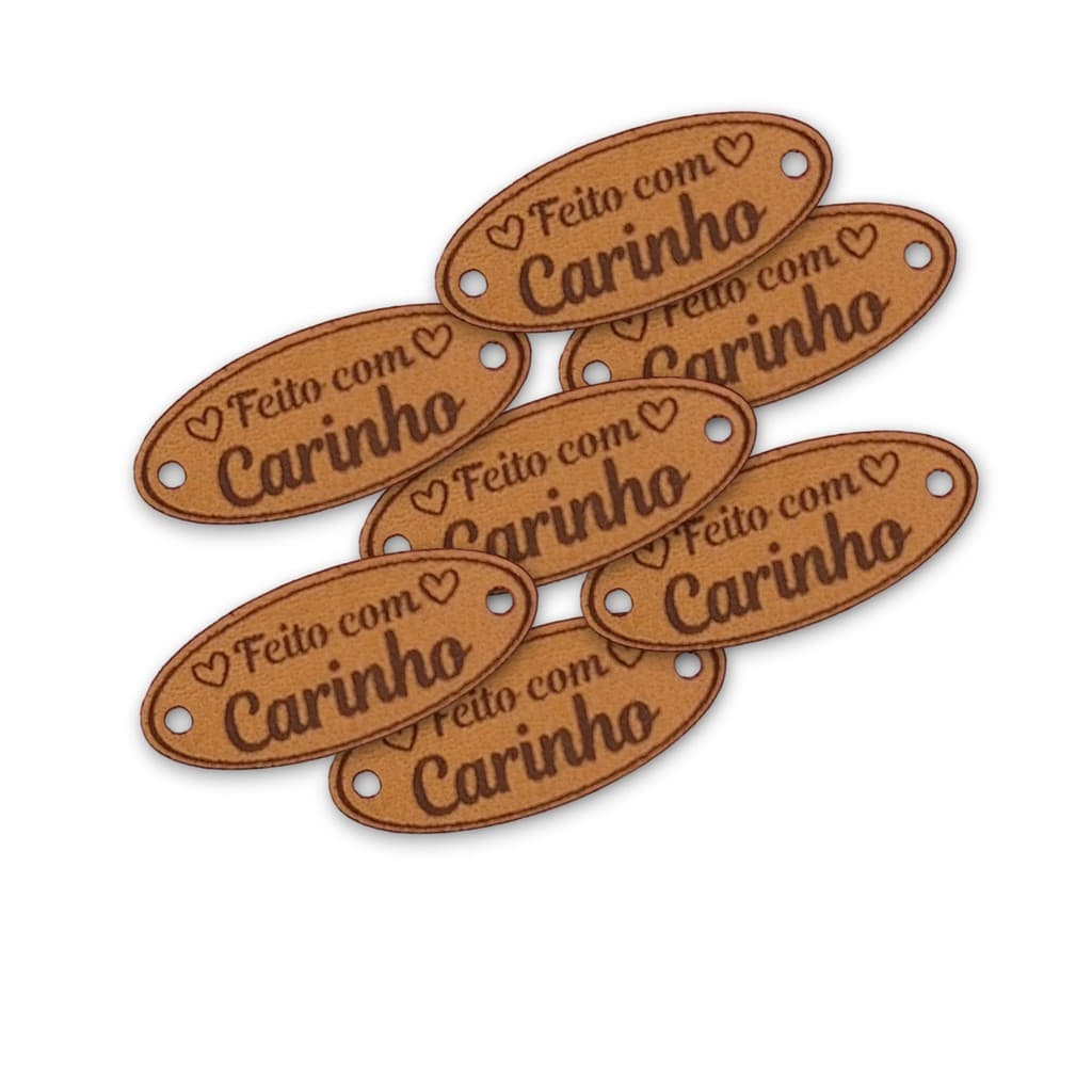 Etiqueta Couro Sint 3.5x1.5 Cm Personalizado  Marrom 30 Unid
