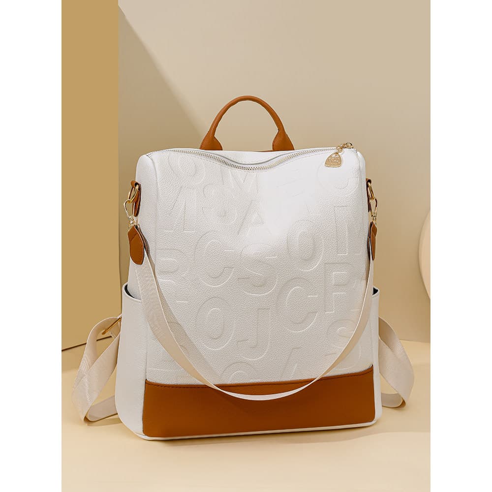 Carta atmosférica mochila de couro macio feminina 2024 novo estilo moda Commuter grande capacidade High-End mochila dupl