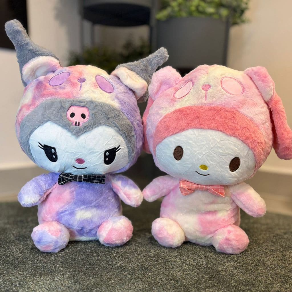 Brinquedos de pelúcia My Melody e Kuromi, originais da Sanrio Hello Kitty, bonecos fofos e encantadores, um presente par