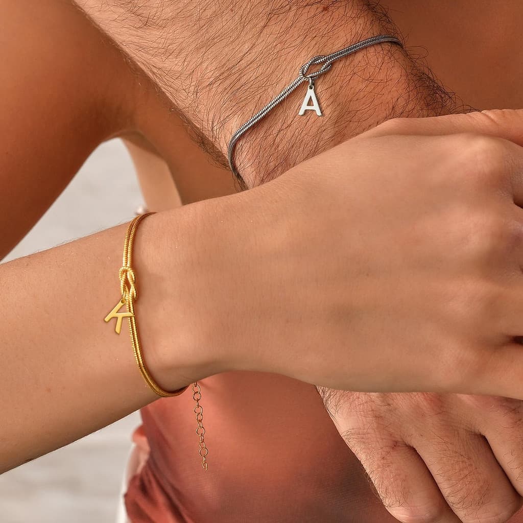 Pulseira feminina com nó em formato de coração, estilo simples, presente para casais, presente para amantes.   GWR5