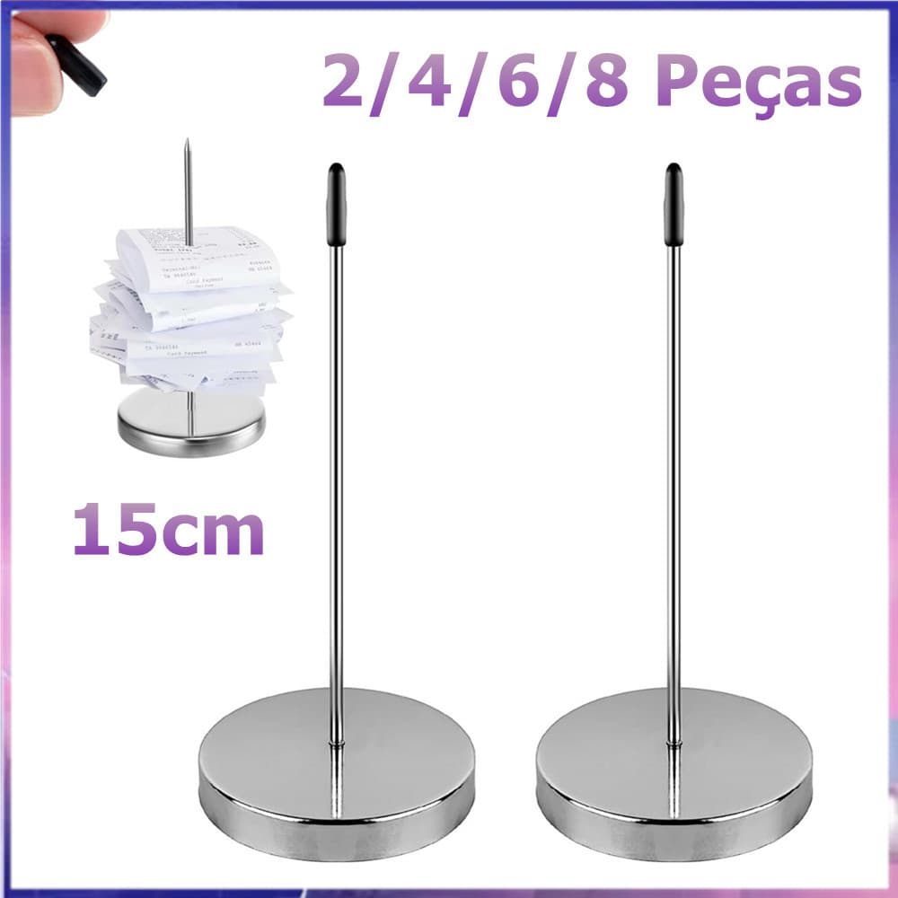 2-8 hastes de pregos para recibos de restaurante, recibos de mesa de 15 cm, clipes de memorando, ingressos prateados