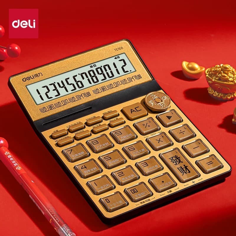 Calculadora de voz poderosa deus da riqueza transmissão de voz sorte ouro vermelho caixa registradora financeira contabi