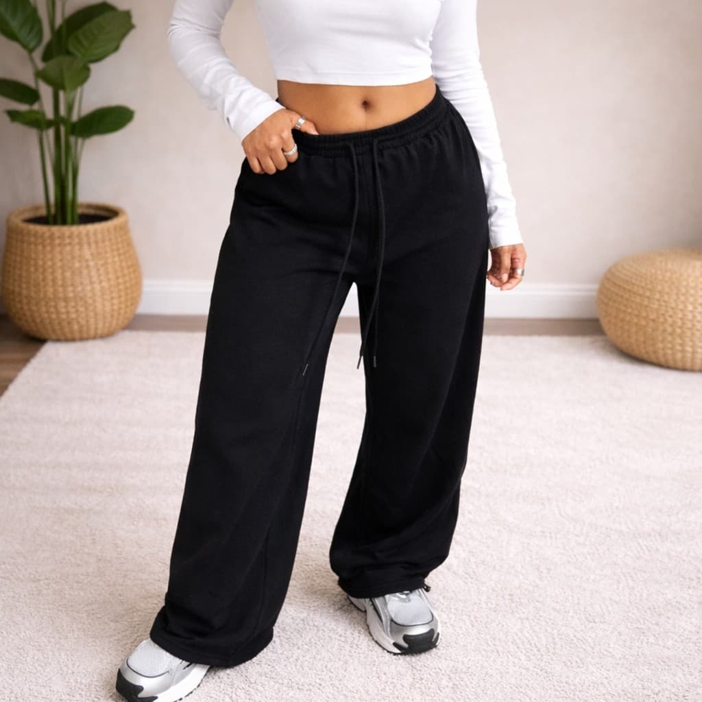 Calça Unissex Moletom Baggy Streetwear Básica Wide Leg Gym versátil HipHop 100% Algodão Premium Confortável Exclusiva