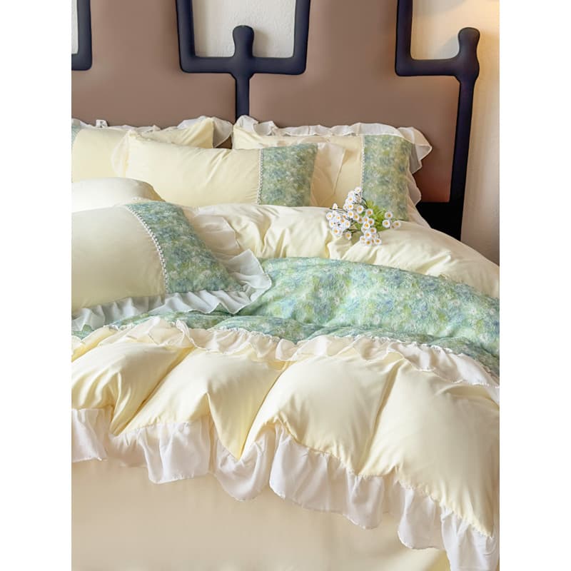 Renda coreana pequeno fresco Retro conjunto de quatro peças 2026 novo estilo francês de alta fixação Chiffon renda único