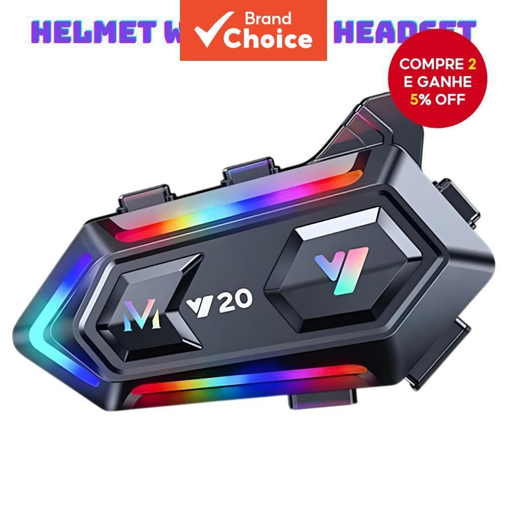 Y20 Fones De Ouvido Para Capacete De Motocicleta Sem Fio Bluetooth Inteligentes Com Redução De Ruído Iluminação RGB À Pr