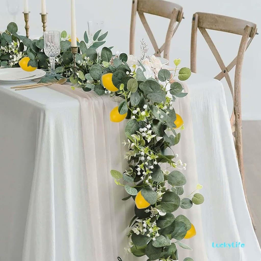 Decorações De Guirlanda De Limão Fazenda Frutas Falsas Penduradas Videiras Com Folhas De Eucalipto Para Casa