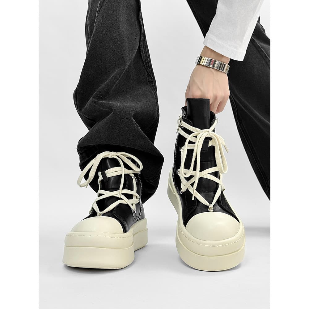 Ro atado tênis de sola grossa masculino 2025 novo estilo nicho nacional na moda Casual sapatos de alta qualidade altura