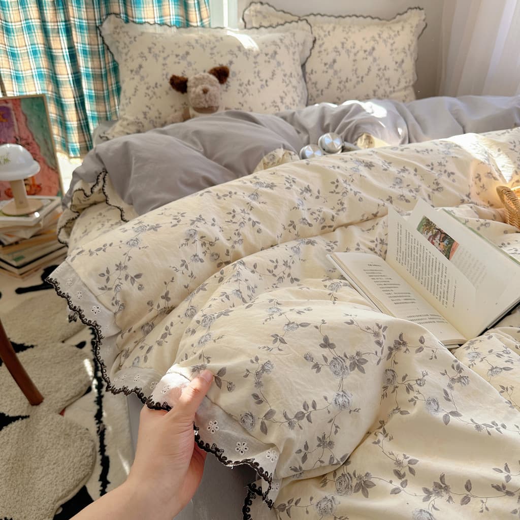 Classe A conjunto de cama de quatro peças nu dormir Super macio fresco lavado algodão renda colcha capa lençol dormitóri