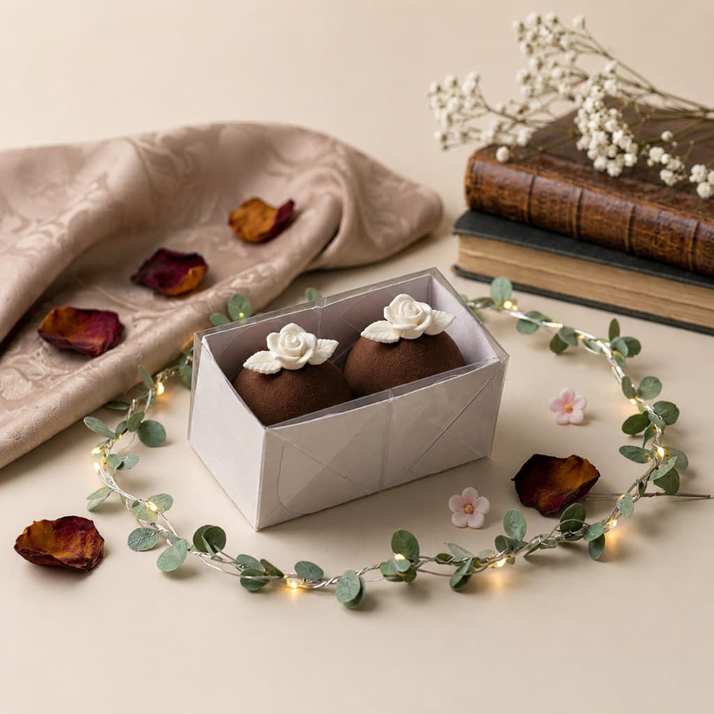 Caixa 2 Doces | 10 ~ 50 Unidades | Branca, Kraft ou Cristal | Embalagem para Trufas e Doces