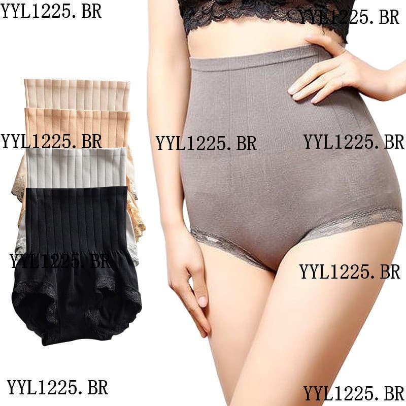 4 peças de roupa íntima de cintura alta sem costura para mulheres