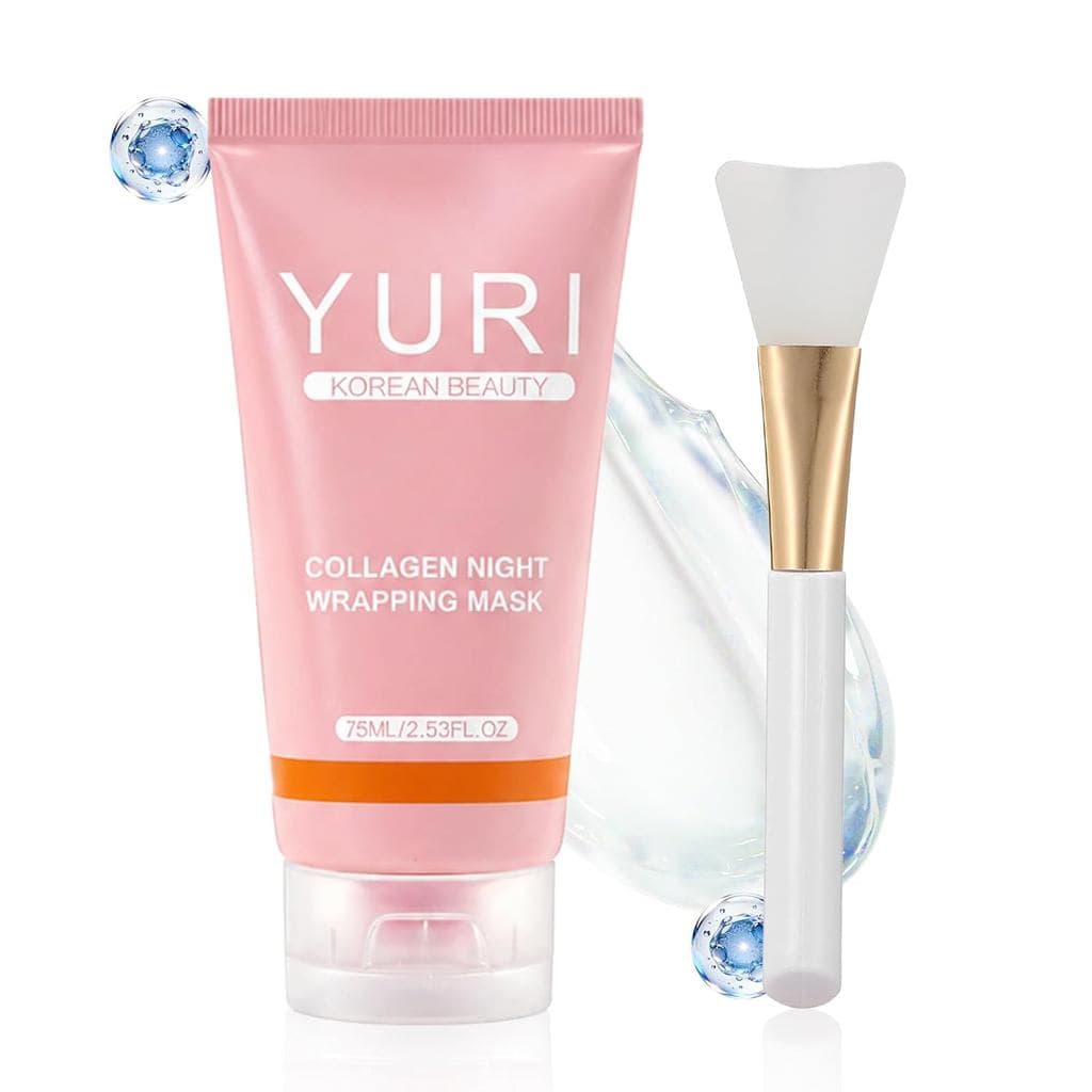 Máscara de Colágeno YURI, Máscara Noturna Envolvente de Colágeno, Máscara Facial Peel Off de Colágeno para Pele de Vidro