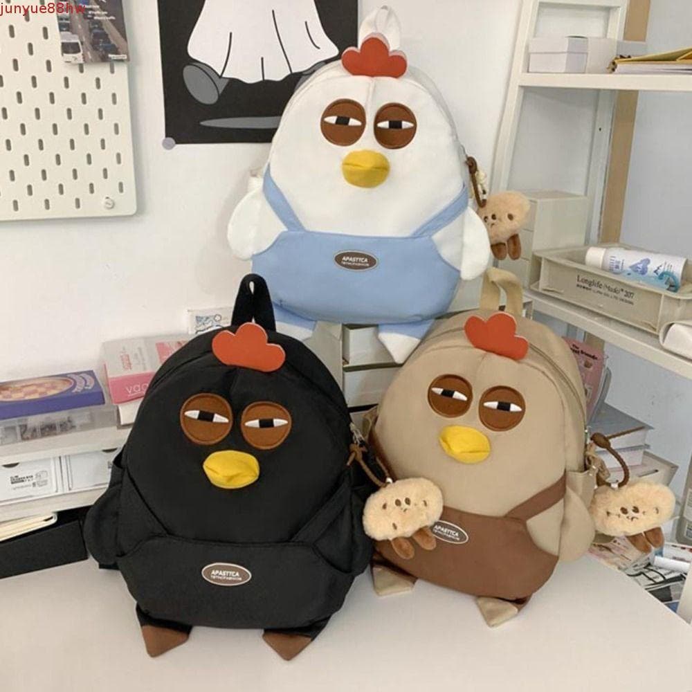 JUNYUE Mochila De Nylon Para Frango , Bolsa Escolar Em Formato De Galinha Kawaii De Grande Capacidade De Livro Engraçada
