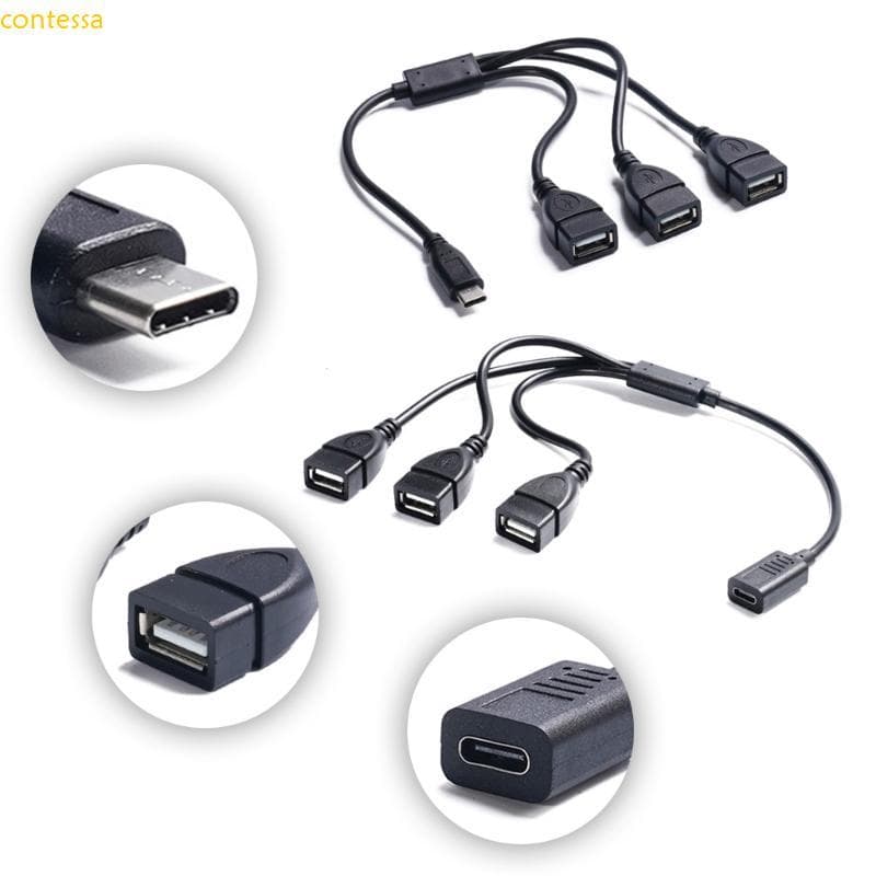 contessa USB C Para 3 USB2 0 Hubs Splitter Carregamento Transferência, Telefone, Tablet, Laptop