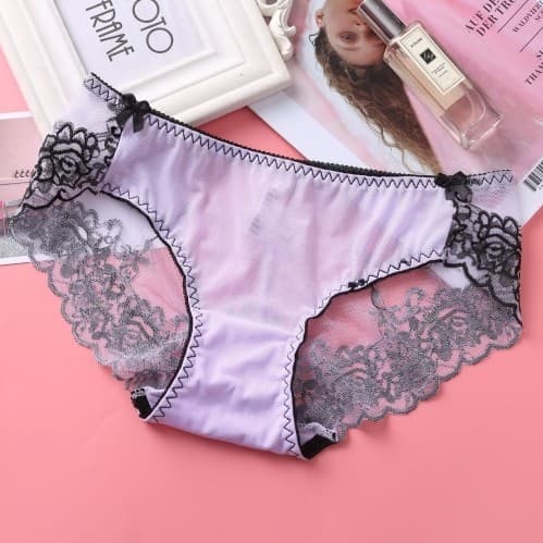 Bordado de renda japonesa masculino feminino CD Cross-Dressing tamanho grande roupa interior transparente renda fina per