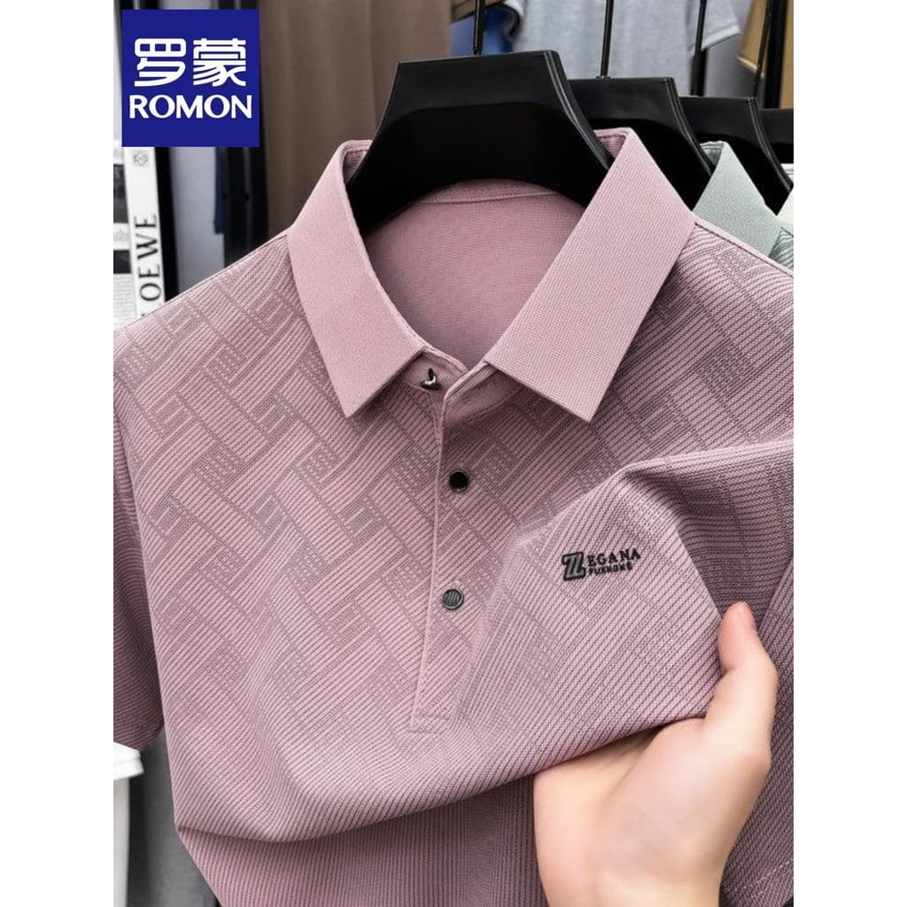 Lomon camiseta de manga curta masculina High-End negócios lapela 2026 verão Casual meia manga camisa Polo masculina topo