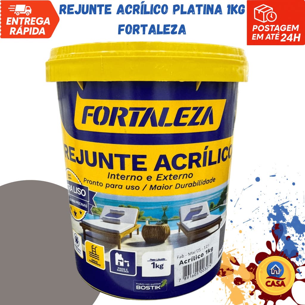 Rejunte Acrílico Platina 1Kg - Fortaleza