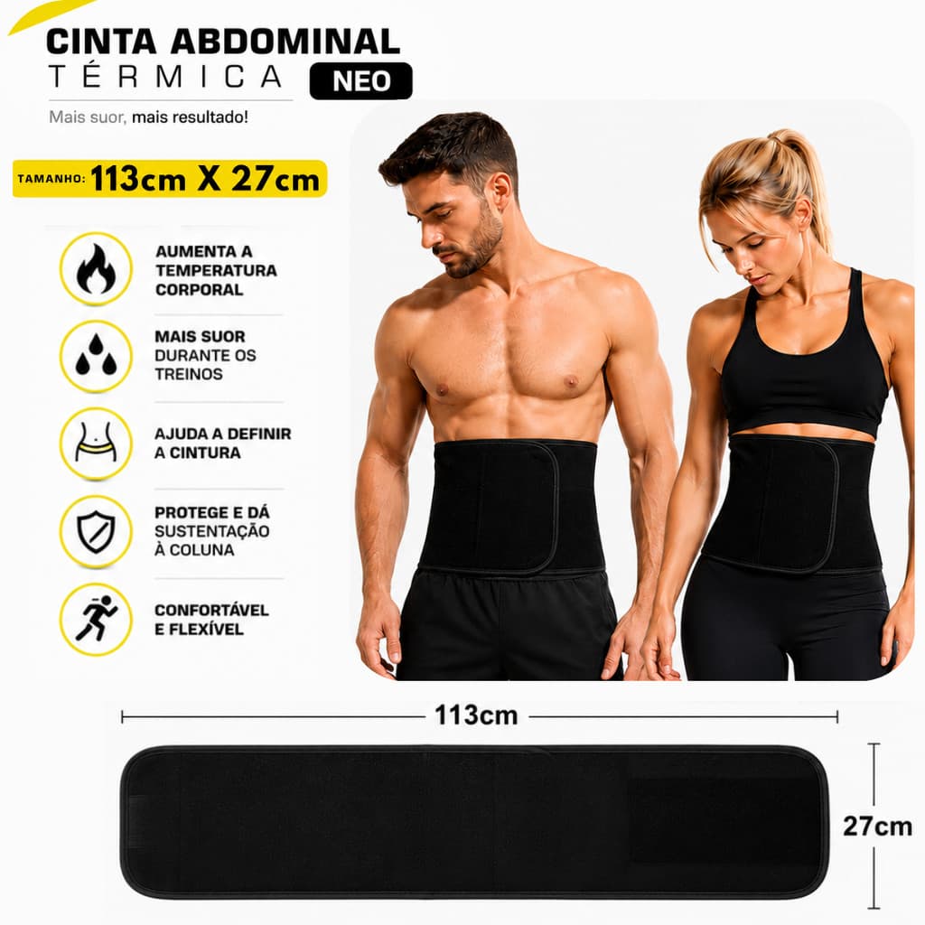 Cinta Abdominal Térmica Treinos Academia Exercício Faixa Modeladora Ajustável Mbfit